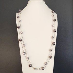 Roman two strand silver and gray beaded necklace